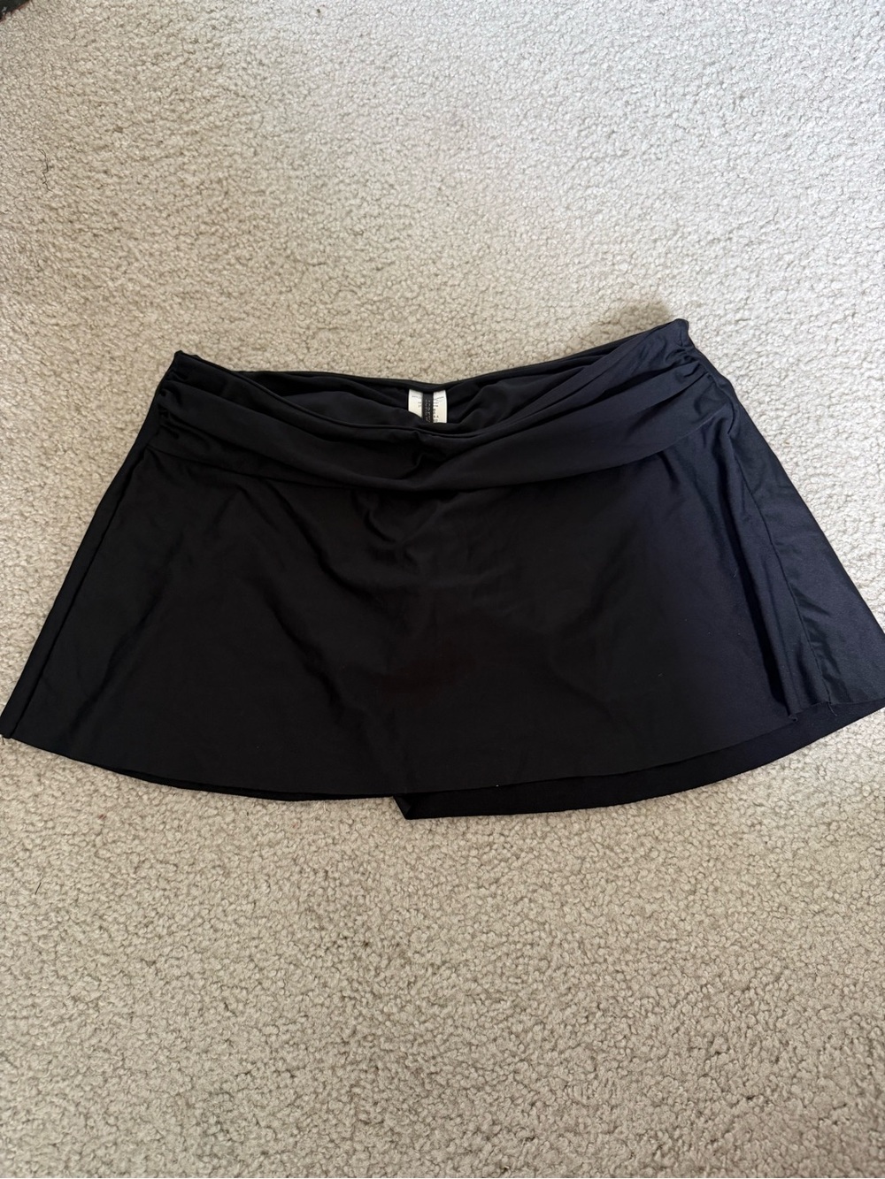 Black Swim Skirt with Rouched Waistband
